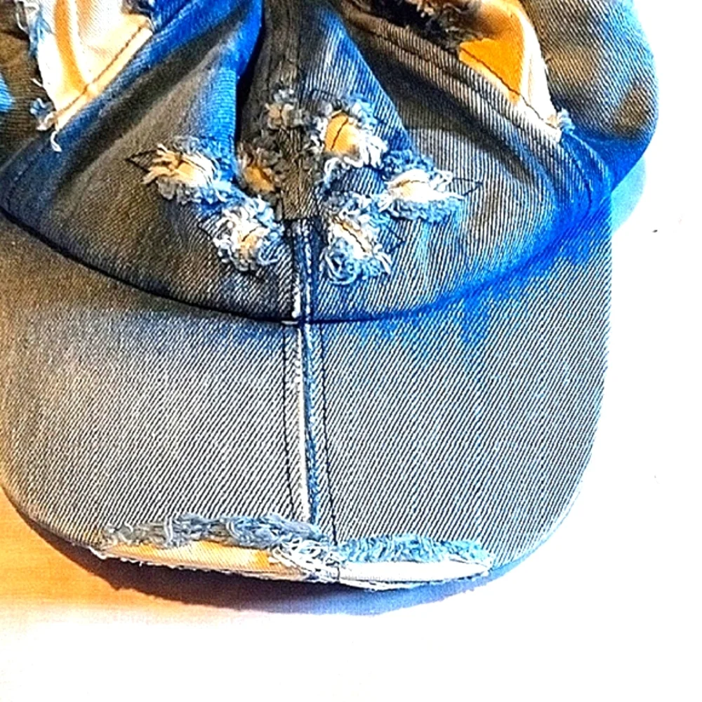 Distressed Denim Kids Animal Ear Cap/Hat